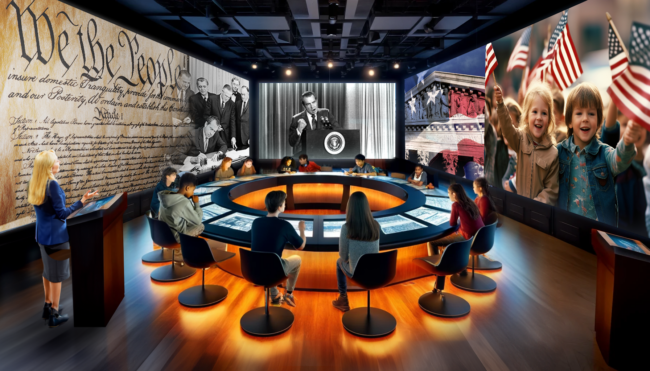 Above, artist's rendering of the forthcoming American Civics Center at the Nixon Library.