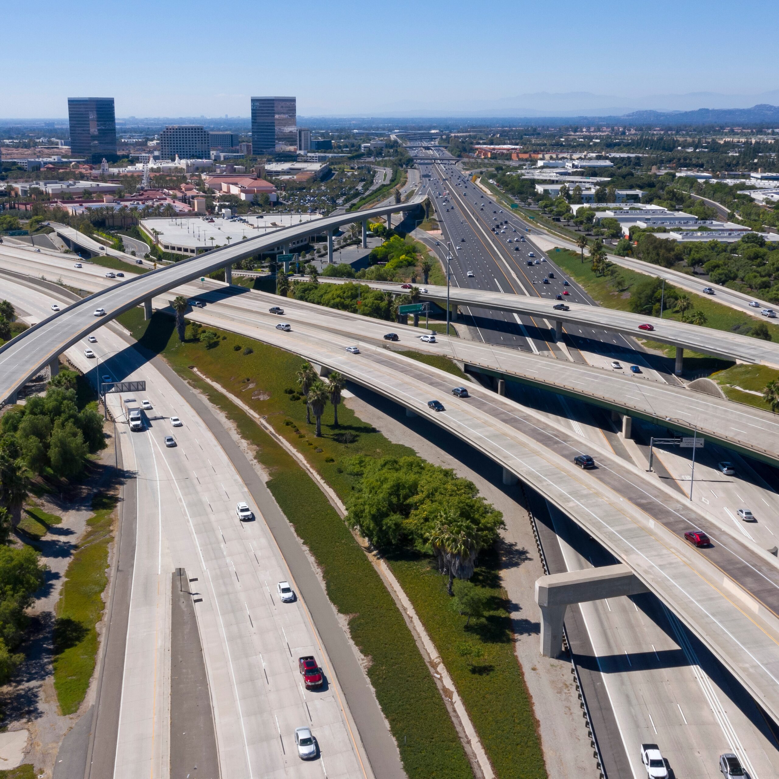 freeway, skyline in Irvine