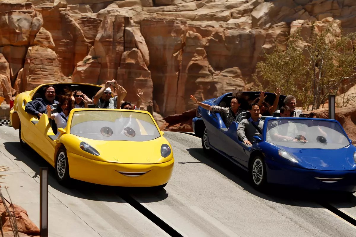 Radiator Springs Racers is an attraction that draws tourists to Anaheim. An effort to tax rideshares in the area failed. (Mark Boster/Los Angeles Times)