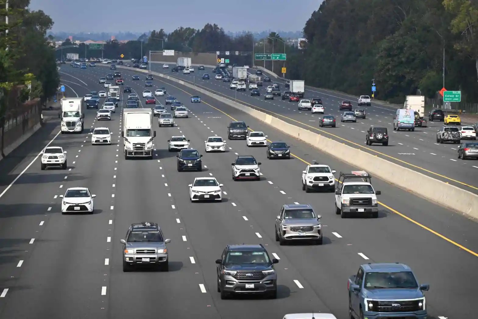 Cars drive down Interstate 5 at Yale Ave. in Irvine, January 23, 2026, along a stretch that will have major improvements made to it as part of a project from the Orange County Transportation Authority and Caltrans. The Orange County Business Council is urging Congress to reauthorize federal funding for projects like this one in the future.